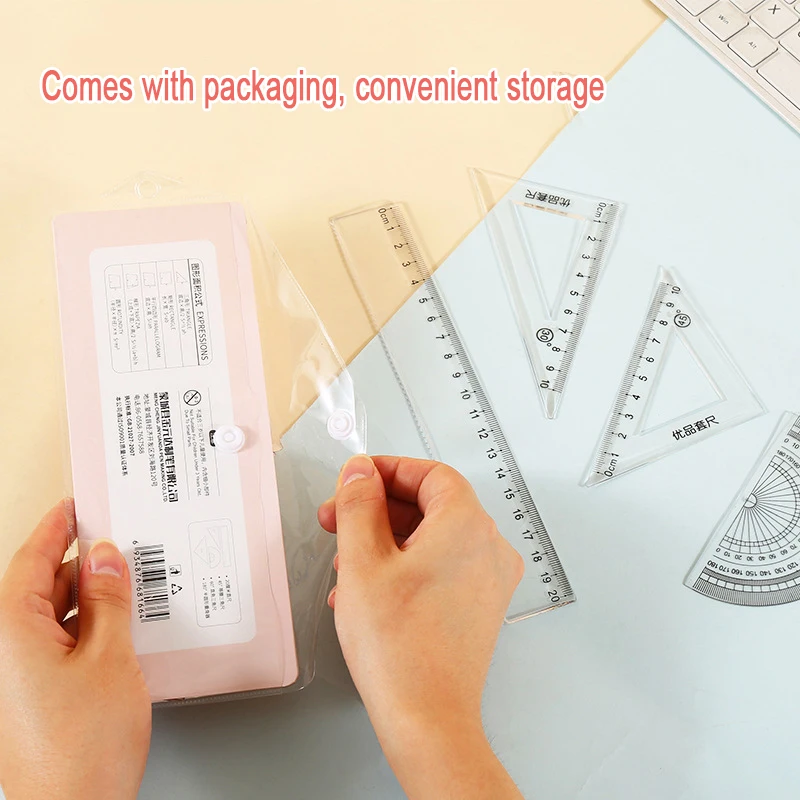 20cm Cartoon Ruler Sets Four-Piece Set Children's Cute Study Supplies Stationery Student Reward Small Gifts