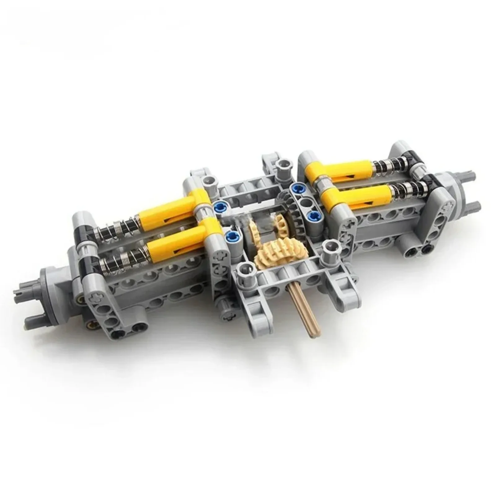 MOC Sistema di trasmissione posteriore Ammortizzante Telaio per auto Blocchi di costruzione con differenziali Mattoni tecnici Giocattoli Parti accessorie Grigio