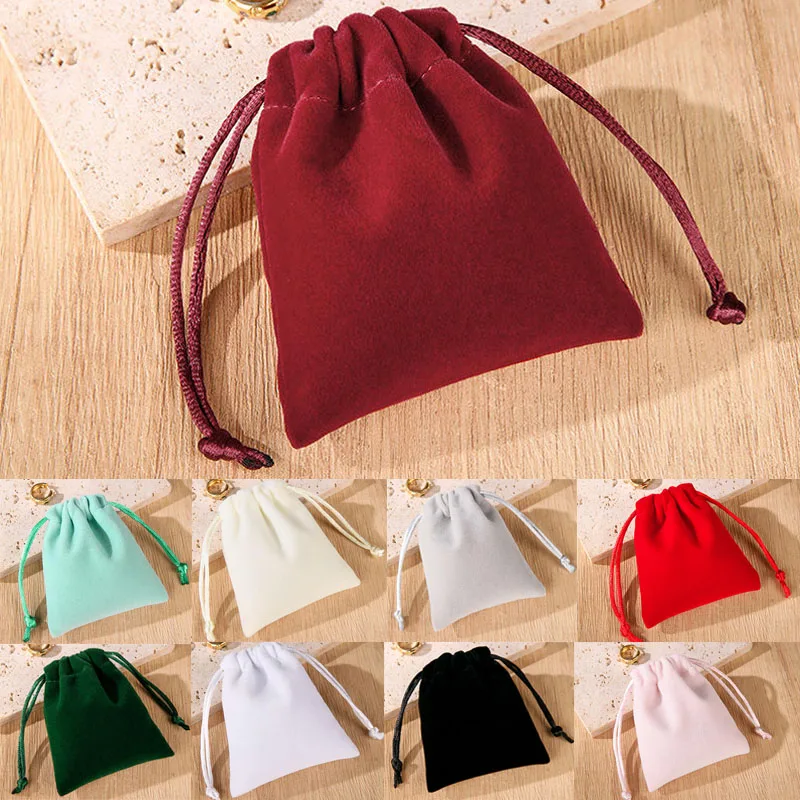 5pcs Plush Velvet Drawstring Bags Soft Jewelry Pouch Cosmetic Powder Pouch Storage Bag for Women Jewelry Makeup Powder Lipstick
