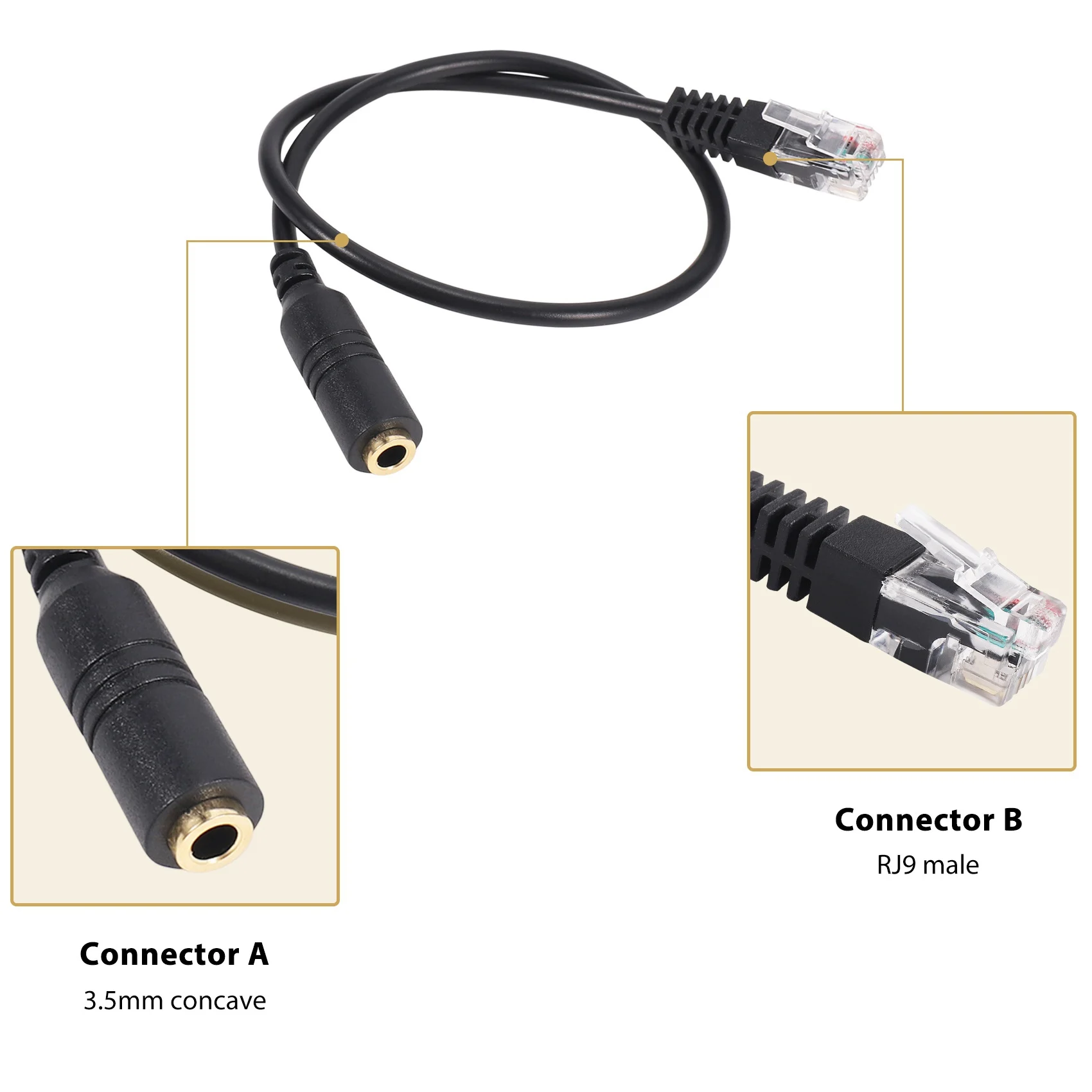 2pc 3.5mm Stereo Audio Headset to Cisco Jack Female to Male RJ9 Plug Adapter Converter Cable Cord