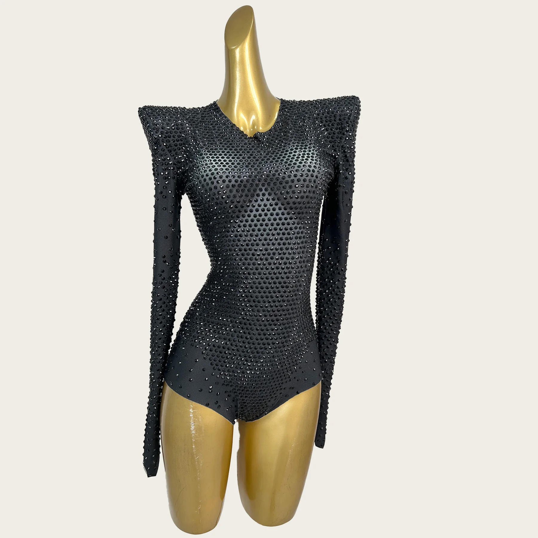 Sparkle Full Rhinestones Spandex Stretch Bodysuits Women Luxury Birthday Event Party Sexy Night Club Singer Stage Costume Duhei