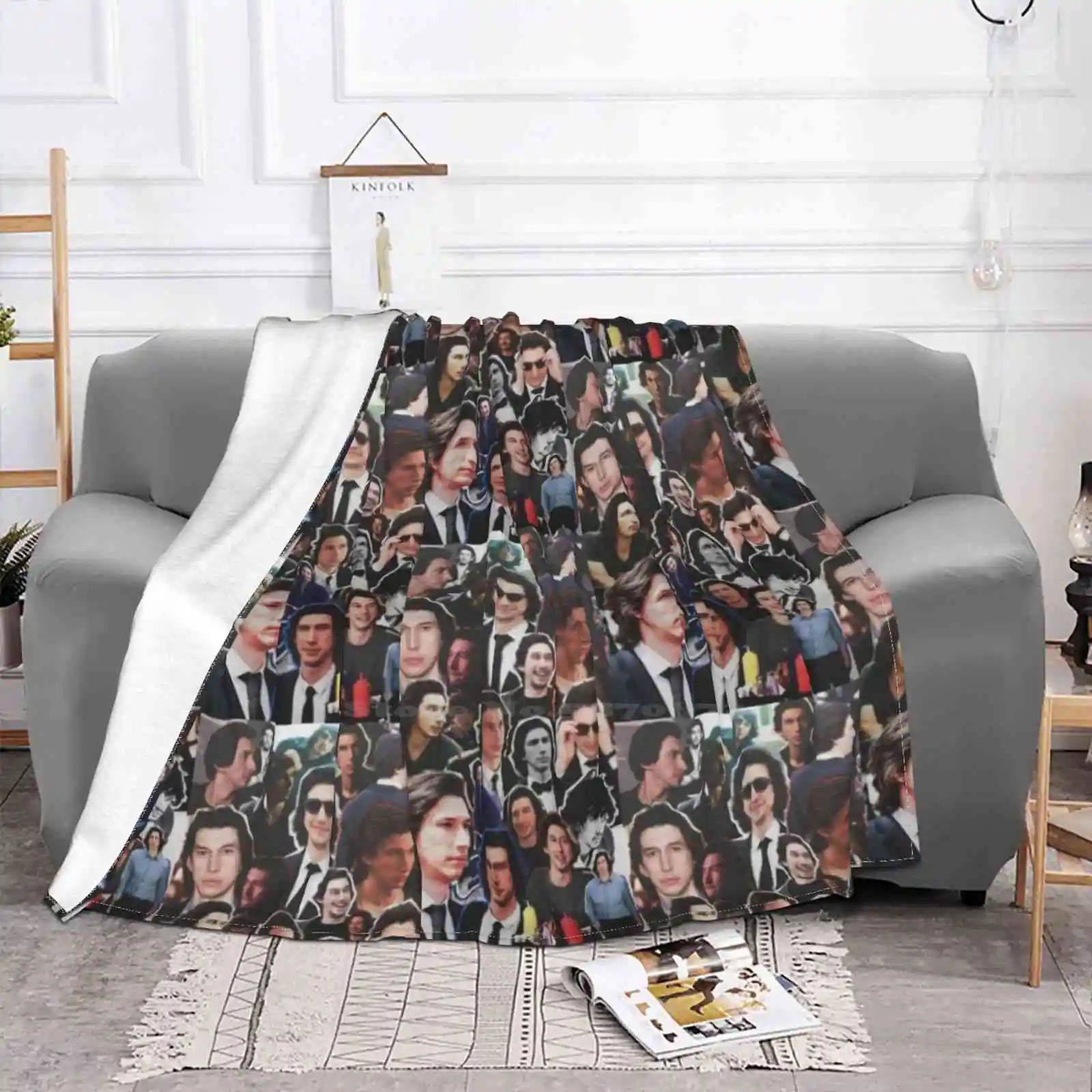 Assorted Adam Driver Collage Creative Design Comfortable Warm Flannel Blanket Adam Driver Collage Actor Girls Events