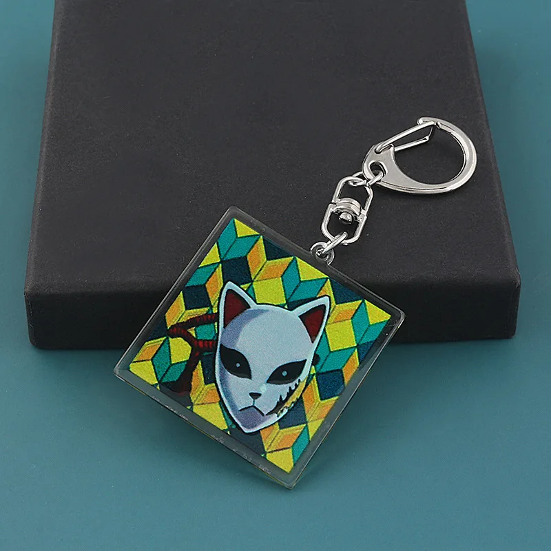 Demon Slayer Sabito Acrylic Key Chains Pendant Anime Makomo Backpack Key Charms Decorations Cartoon Hanging Key Rings Gifts
