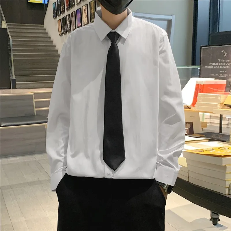 

Neuter Style Long Sleeve Shirt Men's Design Sense Small Audience Hip Hop Tie High-End Feeling Street Style Loose Fit Youthful