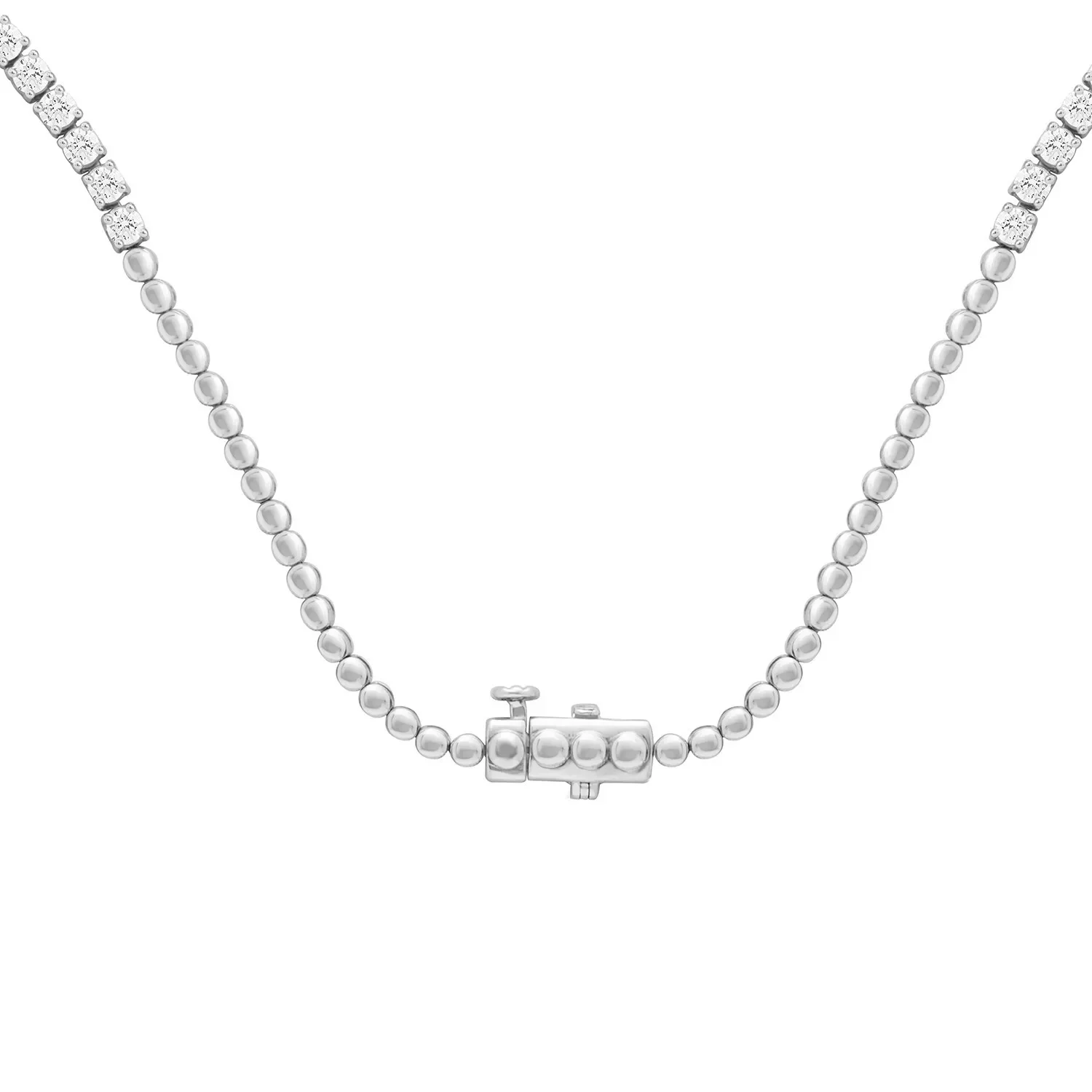 12.30Ctw Emerald & Round CVD HPHT Lab Grown Diamond DEF VS-VVS Tennis Necklace Solid 14K White Gold Wedding Necklace For Women