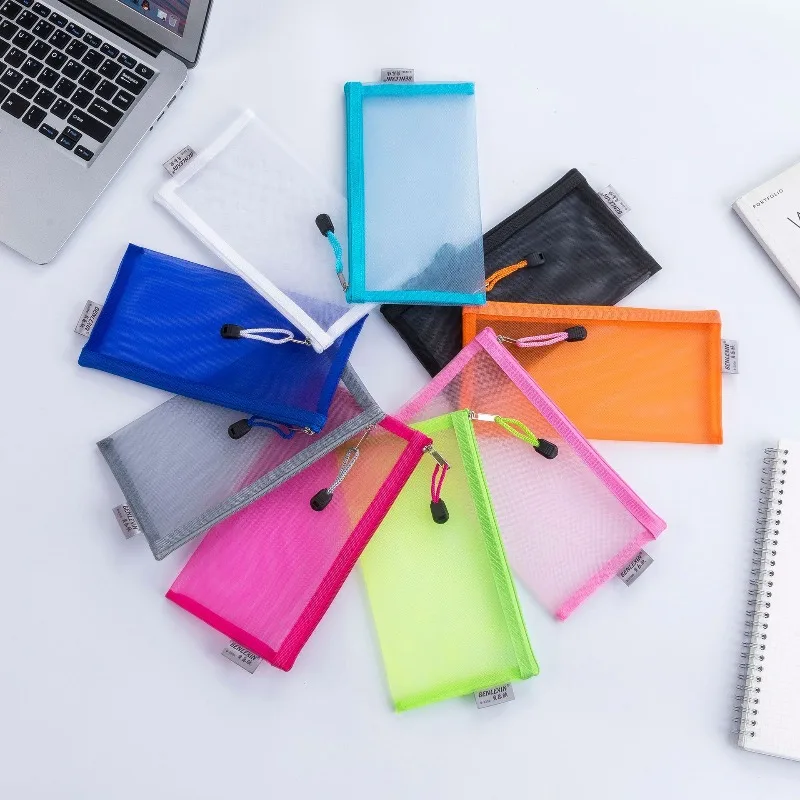 10Pcs A6 Mesh Cosmetics Organizer Bag Makeup Lipsticks Storage Pouch Case Keys Cards Earphone Cable Cosmetics Storage Bags