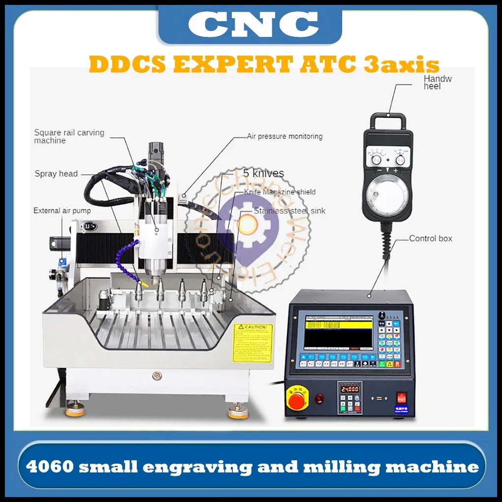 Latest CNC DDCS EXPERT M350 3axis 4060 small engraving and milling machine ATC precision engraving machining with knife library