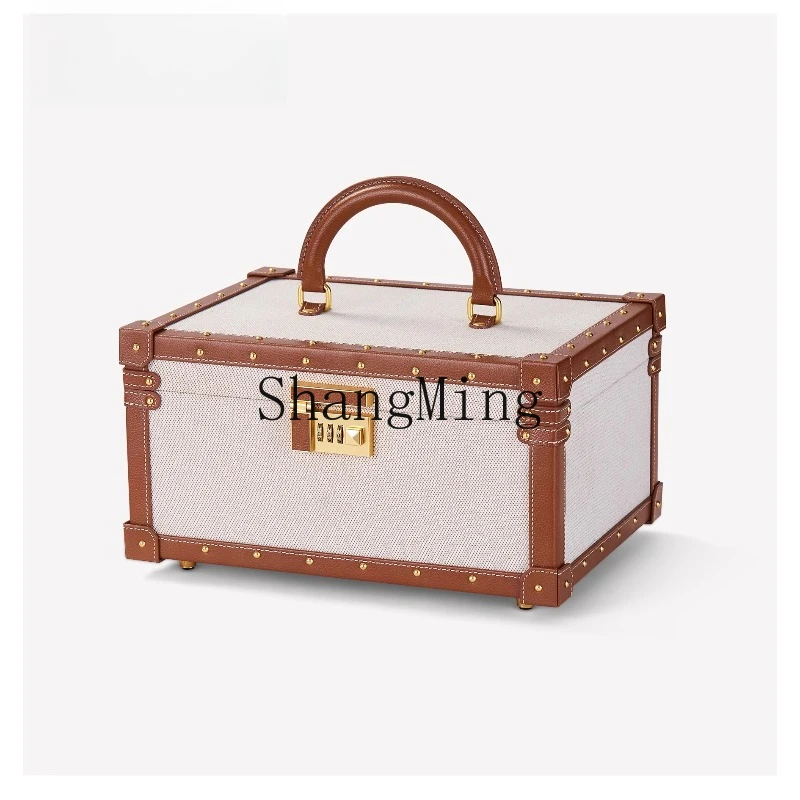 FGgood-looking   leather hard box exquisite password lock full cowhide hard box large capacity jewelry storage box