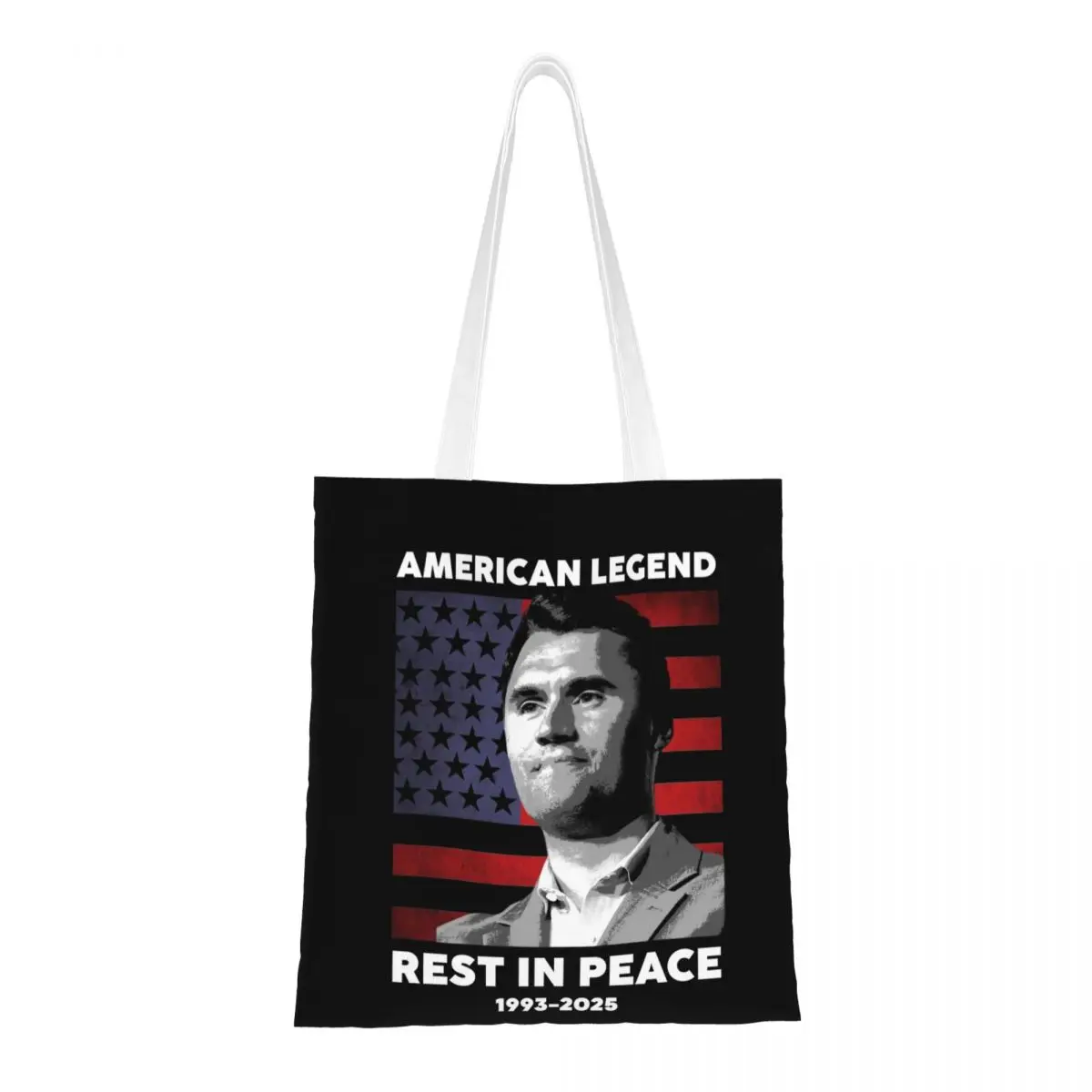 

Американская легенда отдыха в мире 1993-2025 Charlie Kirk Холщовая сумка-тоут Сумки на плечо Сумки для покупок большой вместимости для унисекс