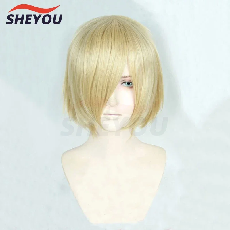 qwerrtyu. 123456   أنيمي بليسيتسكي يوريو قصيرة شقراء مقاومة للحرارة الشعر الاصطناعية هالوين شعر مستعار للحفلات + شعر مستعار Capasdffghjk 9877 #2