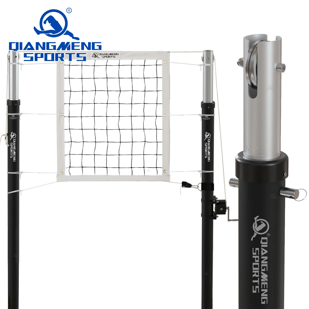 Professional Steel Volleyball Pole Are Easy to Install, Spring Latches, Height Adjustable Volleyball Net Posts