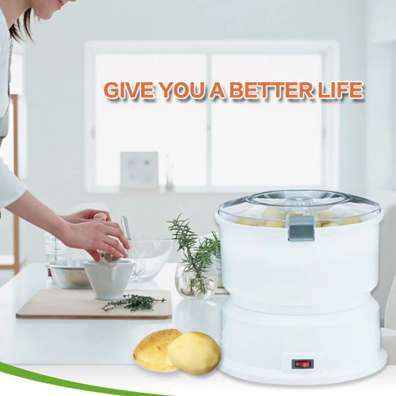 Small Electric Potato Peeler Home Kitchen Automatic Potato Peeling Machine Vegetables Salad Rotating Dehydrator 110V/220V