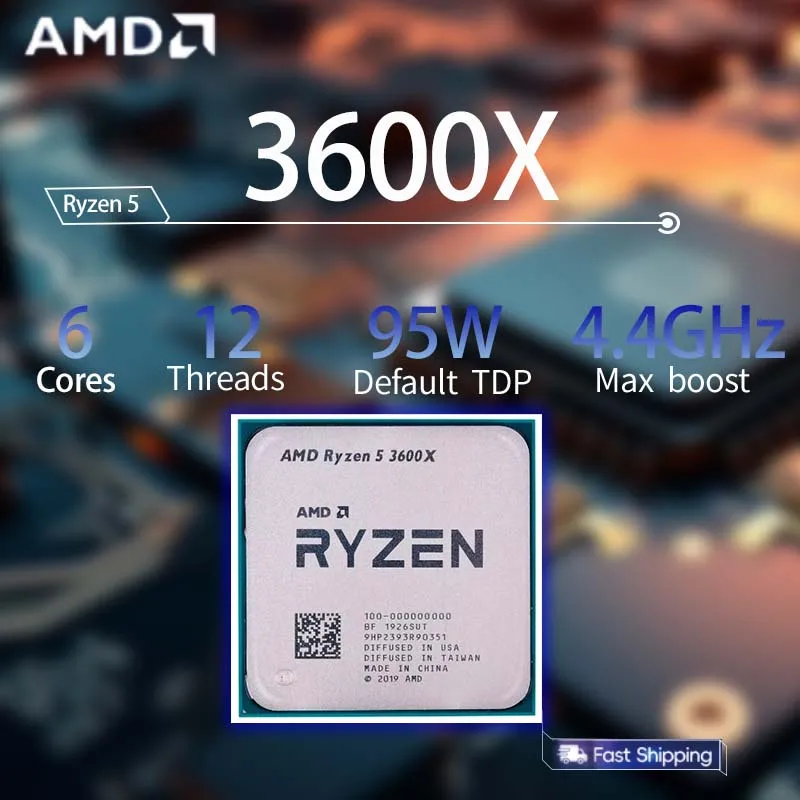 

AMD Ryzen 5 3600X CPU R5 3600X 3.8GHz--4.4GHz 6-Cores 12-Threads CPU Processor 7NM 95W L3=32M Socket AM4 CPU