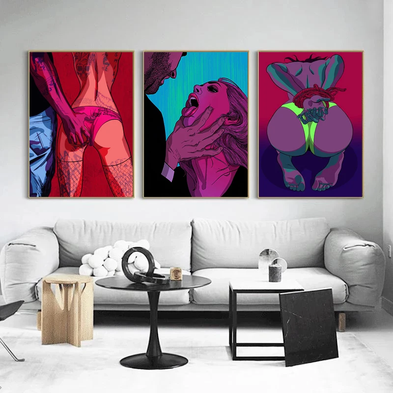 Modern Sexy Lovers Women and Men about Sex Canvas Painting Nude Body Posters Prints Wall Art for Living Room Wall Decor Cuadros