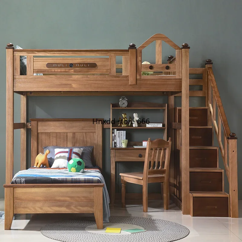 Small apartment multi-functional with study table and chair wardrobe children's bunk bed