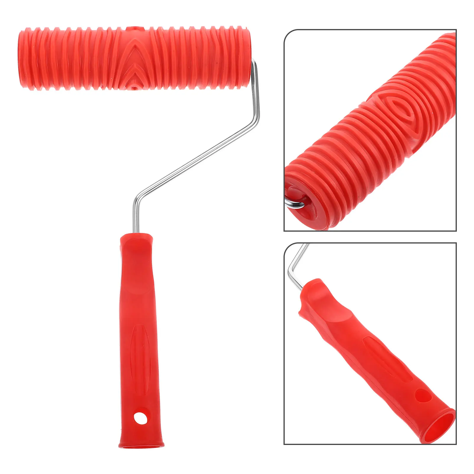 

7 inch Mud Painting Roller Straight Grain Texture Coating Tool Plastic H Rubber Sleeve Brush Metal Wall Decor