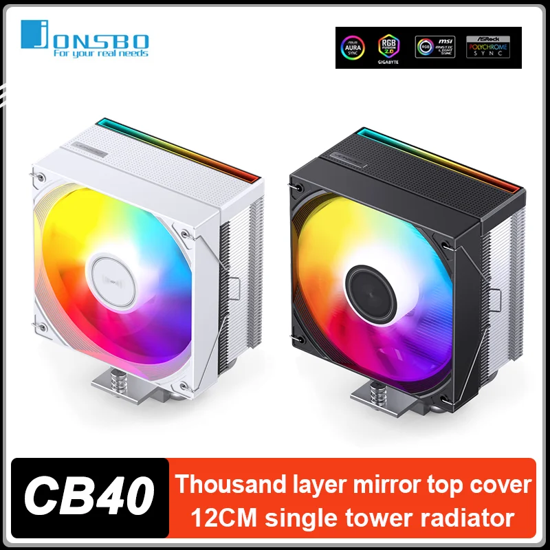 

JONSBO CB40 Воздушный охладитель ARGB Вентилятор процессора 4 тепловых трубки ШИМ Однобашенный радиатор для LGA1700 115X 1200 1851 AM4 AM5