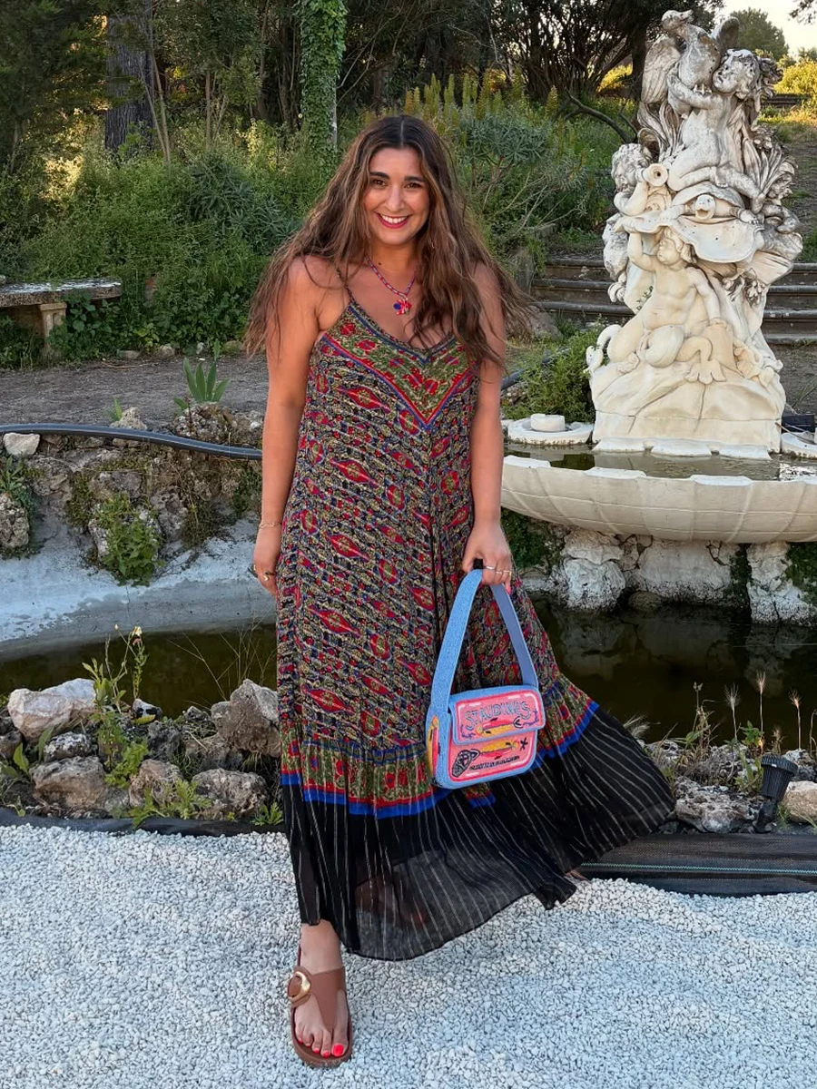 

Red Floral Print Bohemian Long Dress Women Summer Sexy V Neck Sleeveless Patchwork Vestido Vintage Casual Holiday A-line Dresses