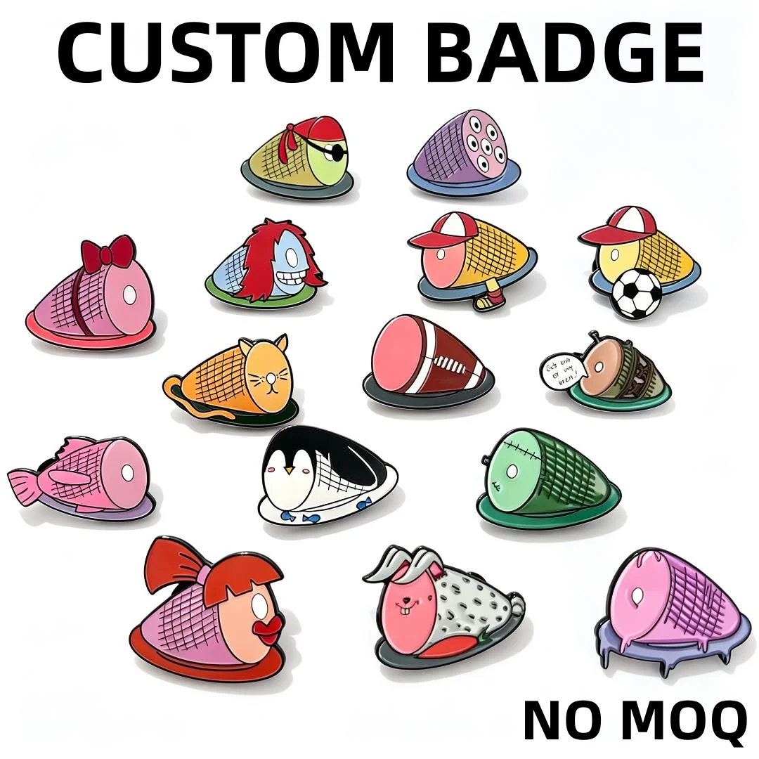 Premium Custom Metal Enamel Pin Cute Whimsical Cartoon Ham Design Decorative Lapel Badge Custom Graphic Collectible Brooch
