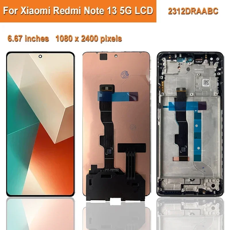 6.67\'\' AMOLED LCD For Xiaomi Redmi Note 13 5G LCD For Redmi Note 13 5G LCD 2312DRAABC Display Touch Screen Digitizer Assembly