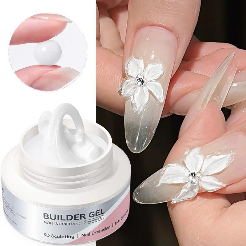 Nascido bonito 60g 3d moldar escultura escultura não-pegajoso extensão rápida gel de unhas claro branco leitoso embeber fora da construção gel uv