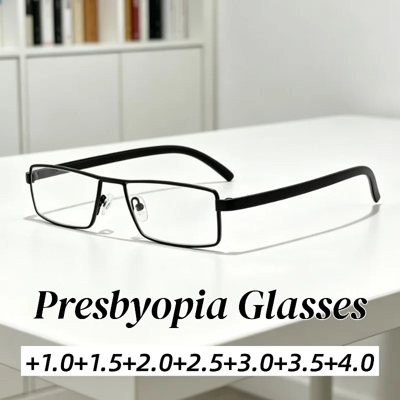 

Unisex New HD Metal Square Frame Anti-Blue Light Presbyopia Glasses Outdoor Vintage High Quality Comfortable Reading Eyeglasses