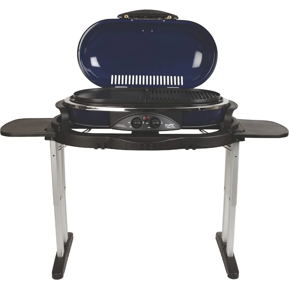 Propane Grill with 2 Adjustable Burners, Side Tables, & Push-Button Ignition, 20,000 BTUs of Pow