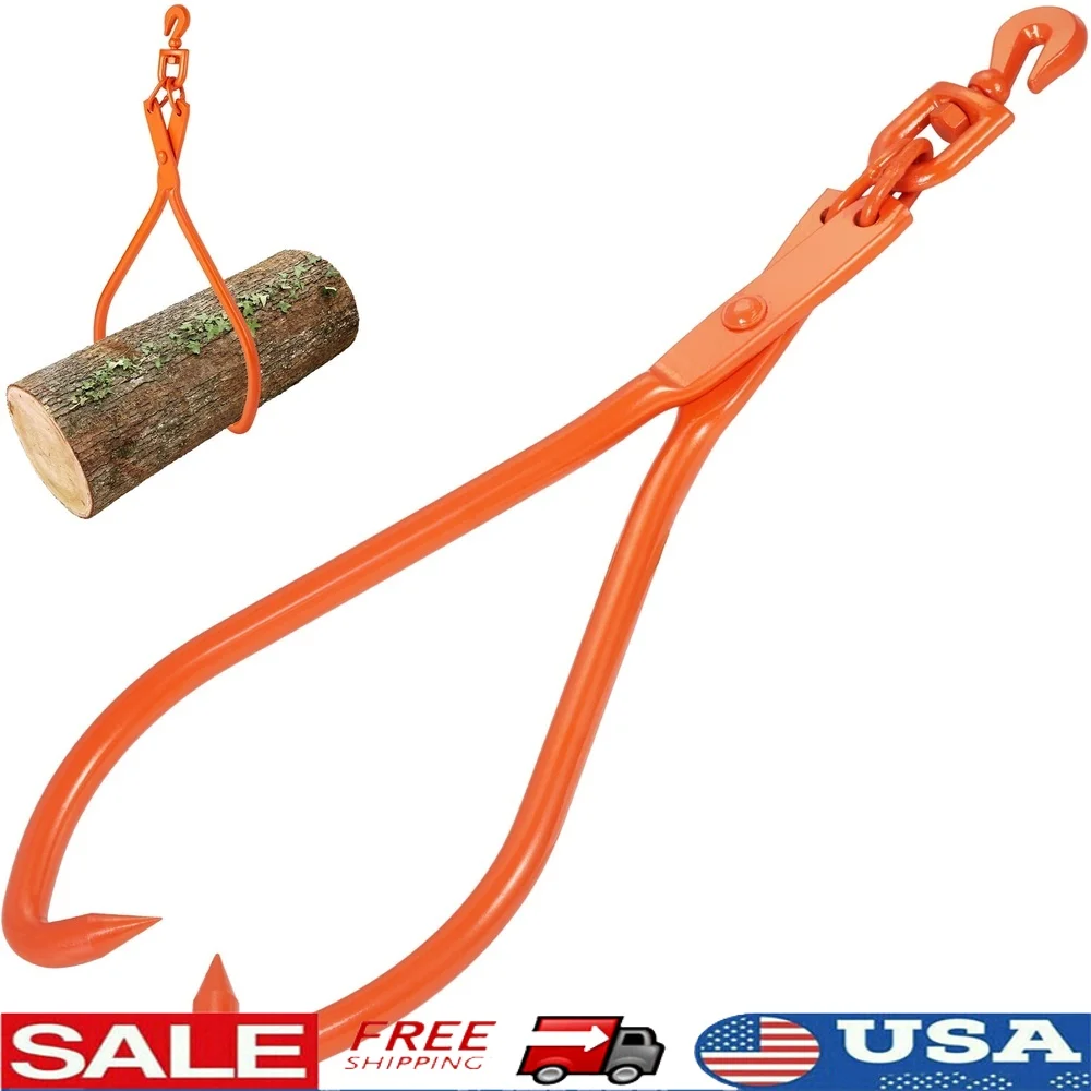 

32 Inch Log Skidding Tongs Heavy Duty Steel Lifting Tongs 1543 lbs Capacity Eagle Claw Design Rotating Ring Vehicles
