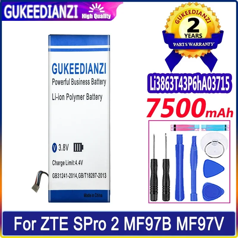 

Аккумулятор GUKEEDIANZI Li3863T43P6hA03715 7500mAh для ZTE Smart S Pro 2 II ZKB2A MF97V MF97G MF97B MF97W MF97 Bateria