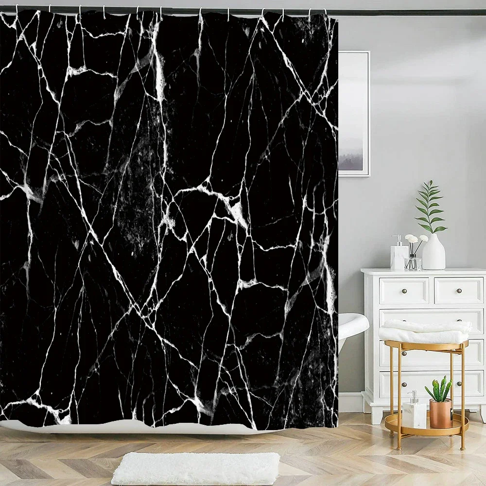 Colorful Abstract Marble Geometric Pattern Fabric Shower Curtain Bathroom Curtains Decor Waterproof Bath Screen With 12 Hooks