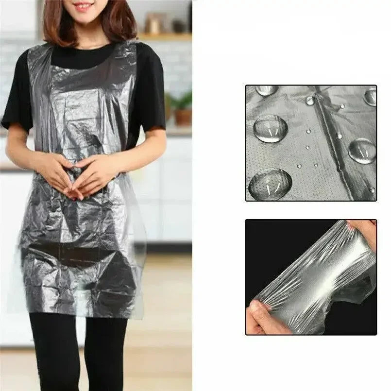 

100pcs Disposable Aprons Clear Plastic Art Apron Waterproof for Adults Kids Painting Party Cooking Housework Picnic DIY Craft