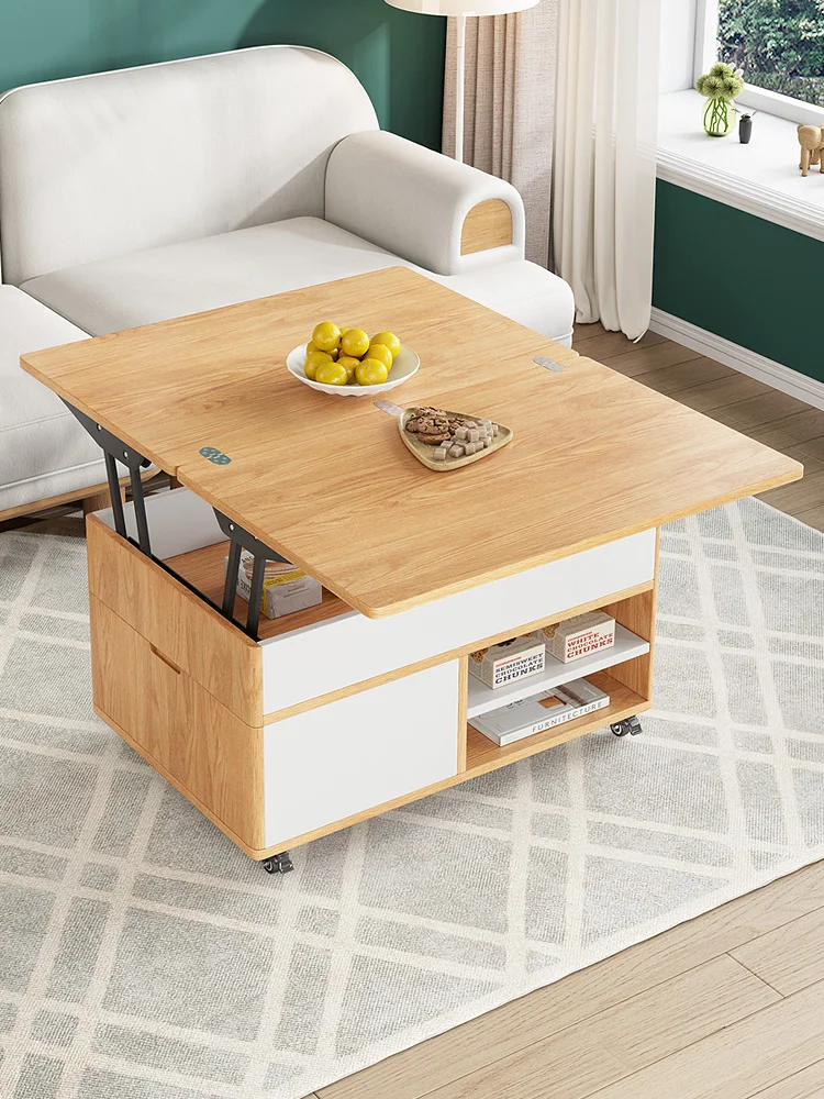 Multifunctional Lifting Coffee Table Dual-Use Creative Living Room Furniture Simple Home Small Apartment Folding Rice Table