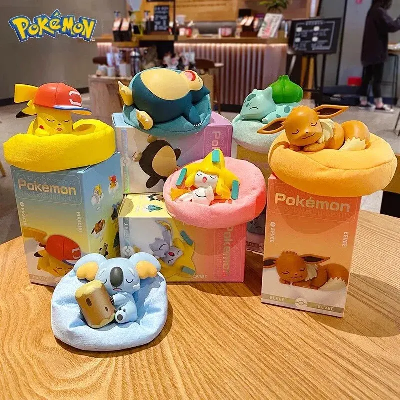 Original Pokémon Anime Pikachu Snorlax EEVEE Sleeping Cute Kawaii Car Decoration Jewelry Handpiece Ornament Toys Christmas Gift