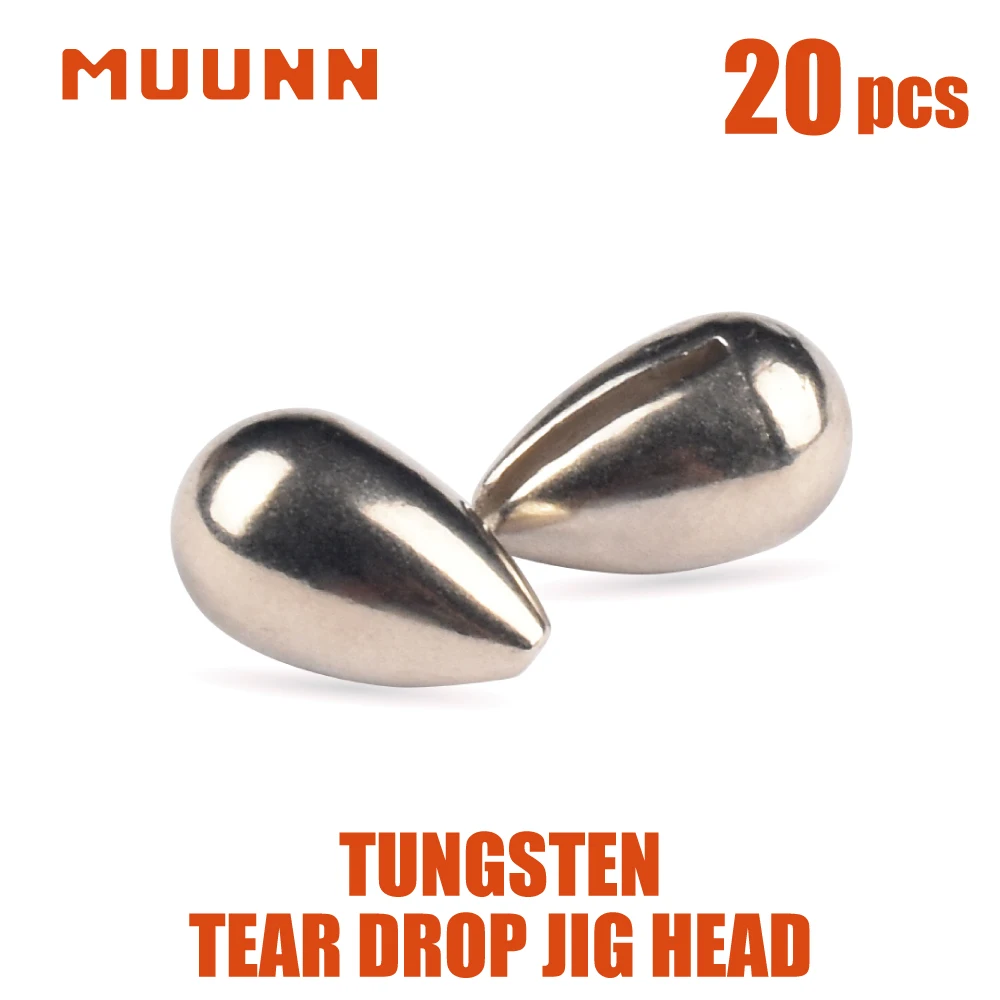 

MUUNN 20PCS Tear Drop Tungsten Ice Jig Head,Without Hook DIY Welding Material, 2.7mm/3.2mm/4mm/5mm/5.5mm/6mm/7mm,Winter Hooks