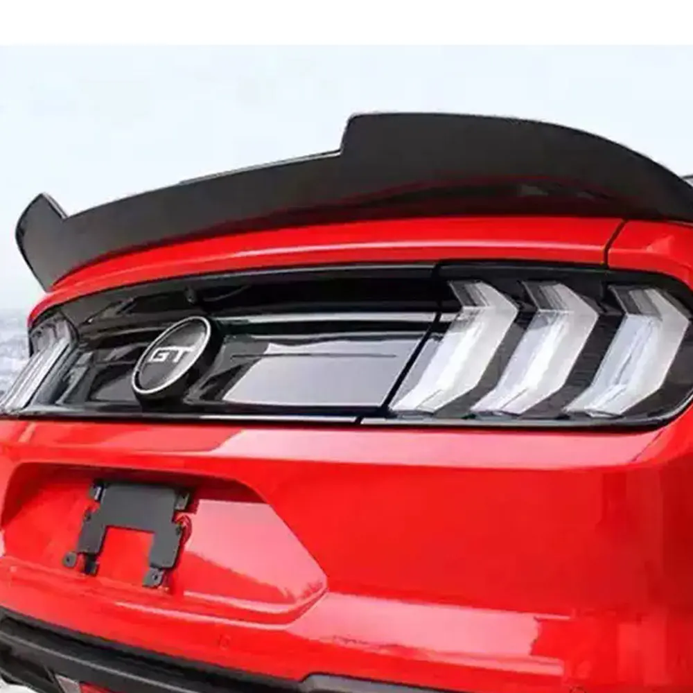 For Ford Mustang 2015-2017 Rear Luggage Lid Spoiler Fender Duck Tail Carbon Fiber MMD FRP Bright Black Automotive Accessories