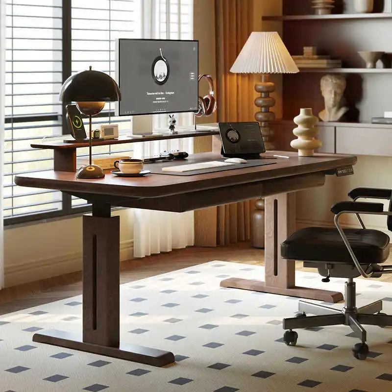 Bureau en bois massif de noyer noir, table d'ordinateur médiévale, table de calligraphie d'étude domestique, table de sport électronique