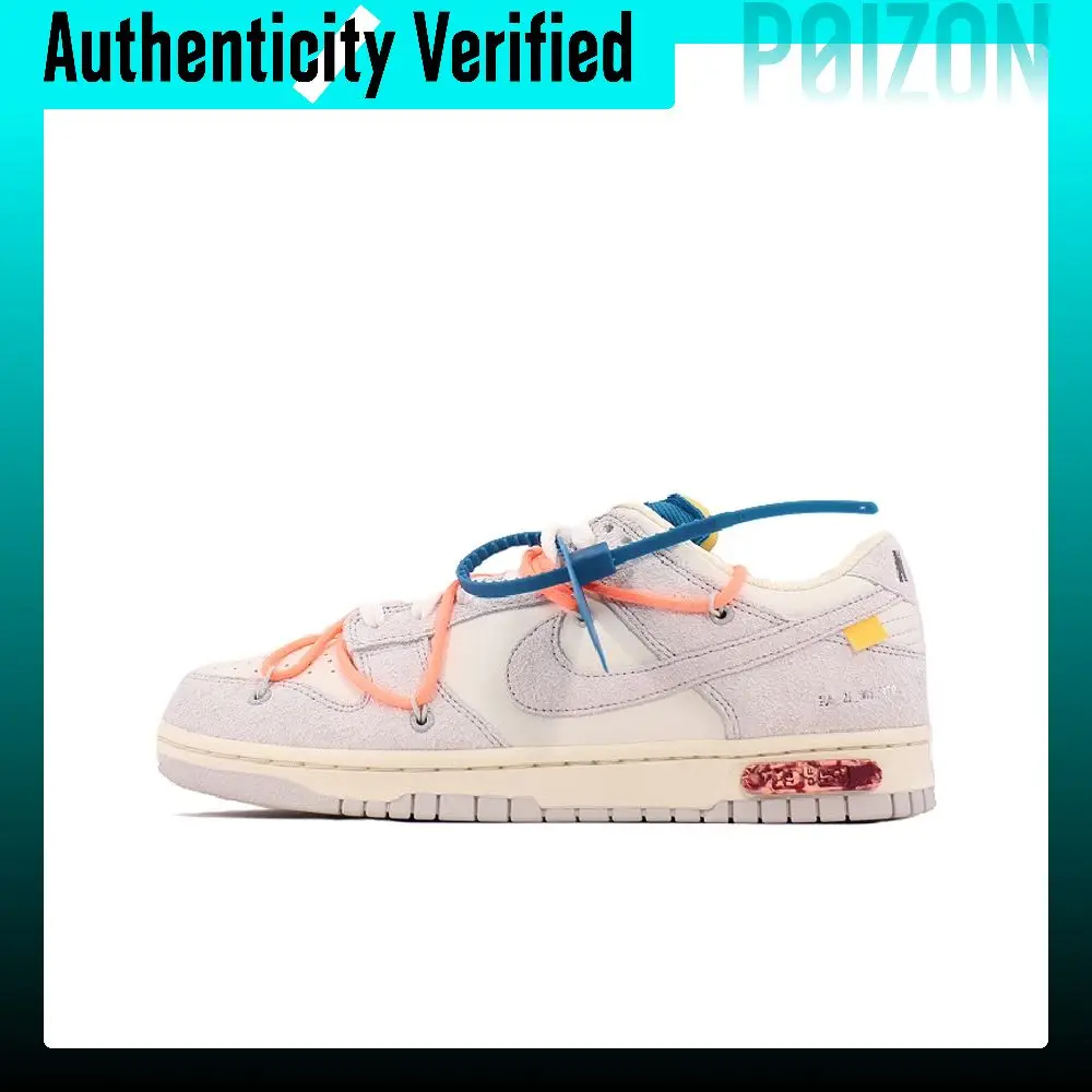 OFF WHITE X Nike Dunk Skateboard Shoes Unisex Low Top Gray/White DJ0950-119