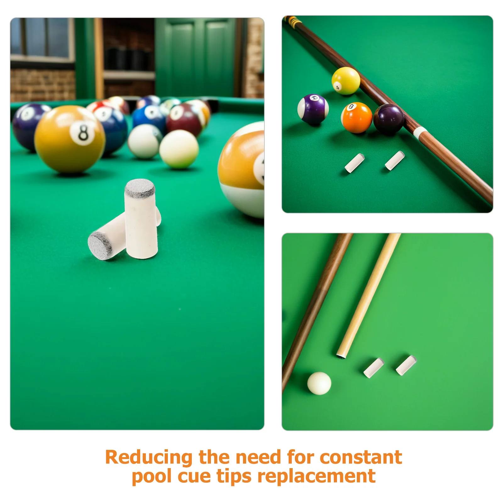 Têtes de queue de billard de remplacement, 200 pièces, 9Mm, Surface texturée pour accessoires de bâton de billard