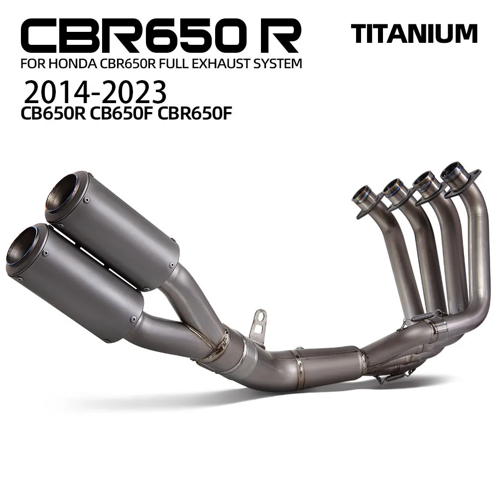 

Титановая выхлопная система мотоцикла для Honda CBR650R CB650R CBR650F CB650F 2014-2023, коллекторный проект, глушитель без шнуровки