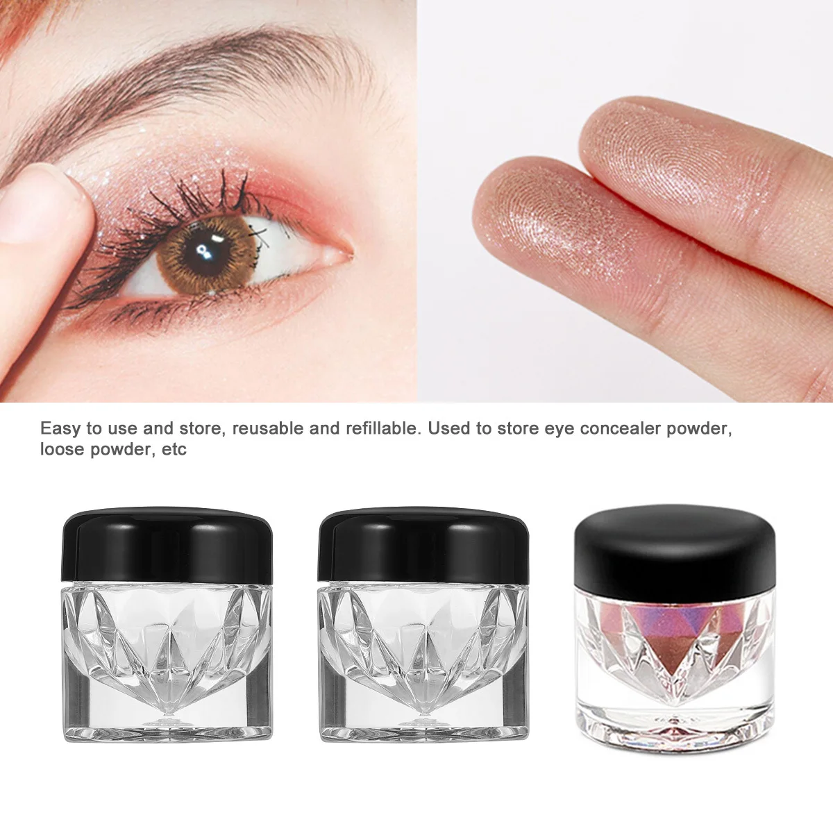 10 قطع من زجاجات تخزين البودرة السائبة، عبوات فرعية قابلة لإعادة الملء، حاويات خافي عيوب البشرة الفارغة، حامل سفر خفيف الوزن #2