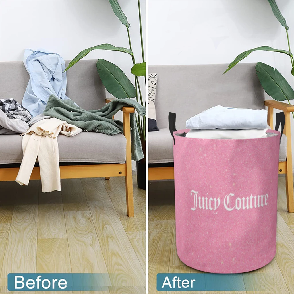 Household Fabric Dirty Cloth Basket Storage Bucket Hot-Sale-Like-Juicy-Couture Home Folding Toy Storage Basket Laundry Basket