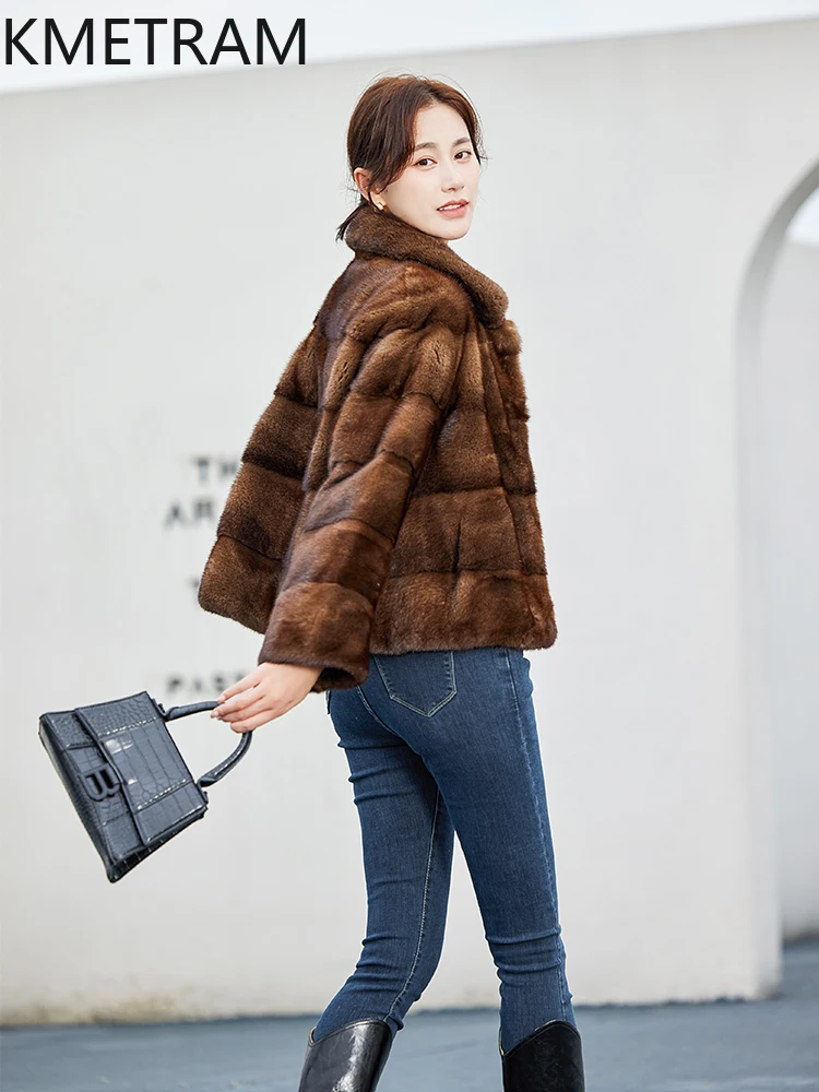 Natural Whole Mink Fur Coat Women Luxury Short Coats Ladies Winter High Quality Clothing New in Outerwears 2025 Fourrures Femmes