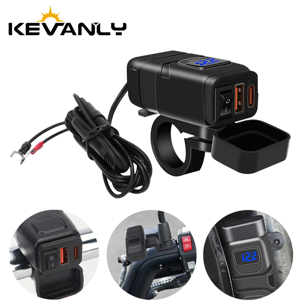 Extractme QC3.0 Motorcycle USB Charger 12V Waterproof Socket Handlebar Cell Quick Charger Adapter with Voltmeter Motor Accessory