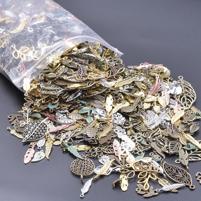 30 sztuk Radom Mix liść rośliny Charms dla elementy do wyrobu biżuterii w stylu Vintage wisiorek urok ręcznie robione kolczyki naszyjnik akcesoria Retro — zdjęcie 7