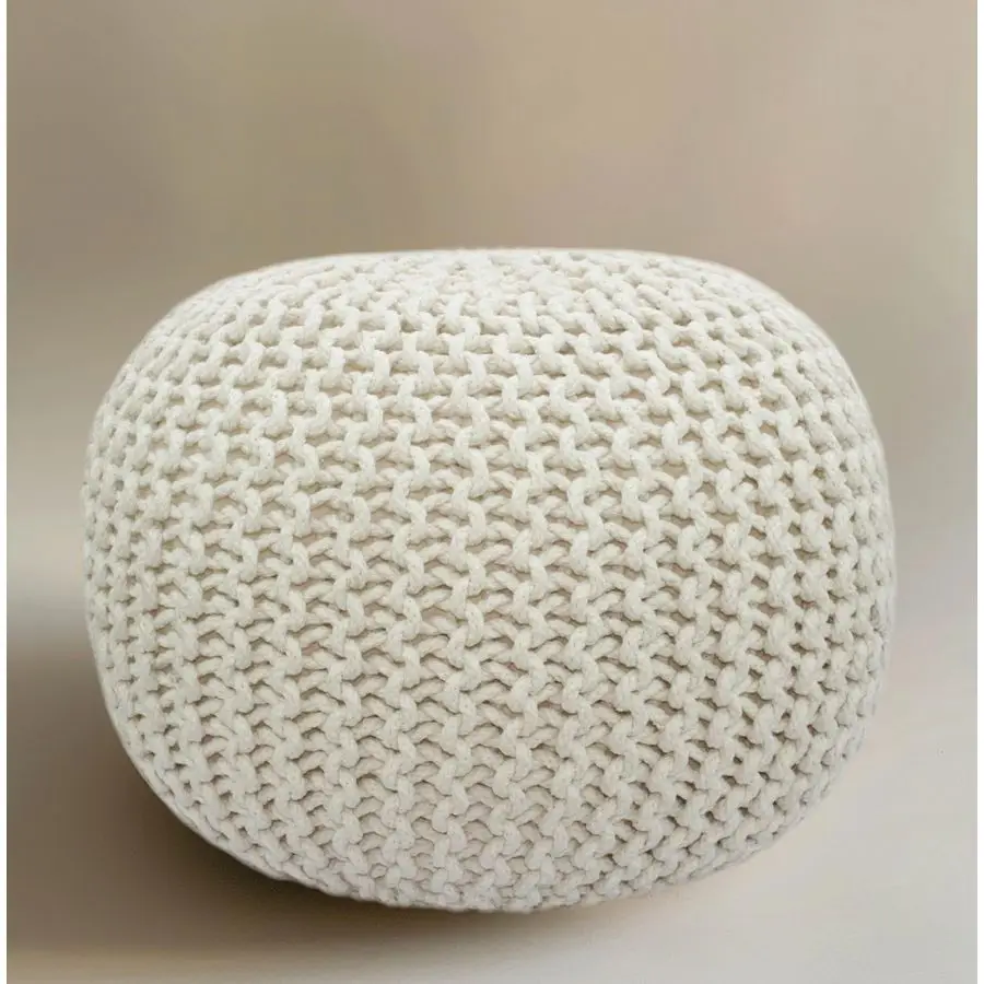 

Round Dori Pouf Cotton Braid Cord Cable Knitted Ottoman Foot Stool Footrest Floor Pouf Accent Furniture Bean Bag Living Room Dor