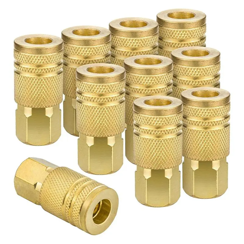 Top Sale 1/4-Inch Brass Female Industrial Coupler,10 Pack Quick Connect Air Couplers NPT Internal For Air Hose Accessories