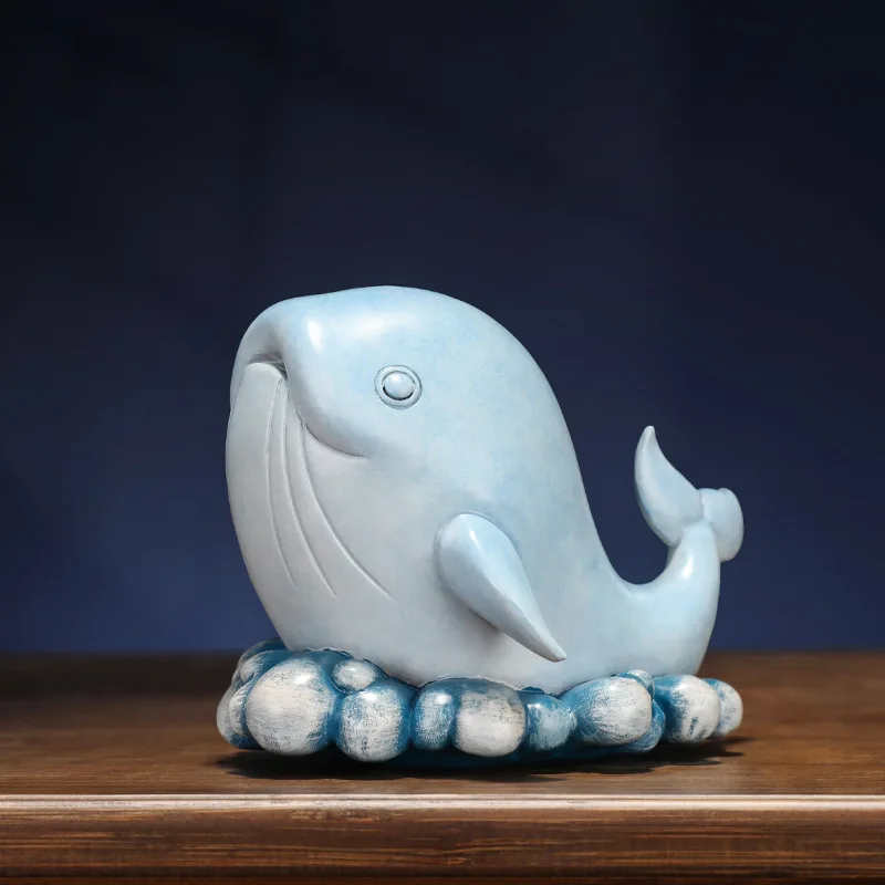 

Brass big wave gold rush whale ornament office desktop high-end creative decoration