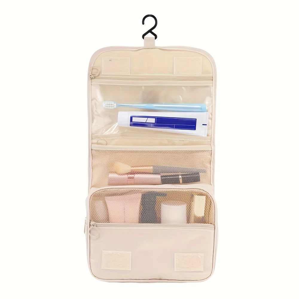 حقيبة أدوات الزينة المعلقة للسفر مع مقصورات رطبة/جافة - منظم محمول خفيف الوزن للرجال والنساء