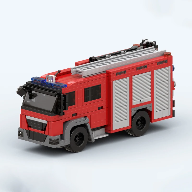 MOC-bloques de construcción de motor de bomberos urbano, Kits de modelos de bloques de construcción originales, rompecabezas DIY, juguete de exhibición, rompecabezas para niños, regalo