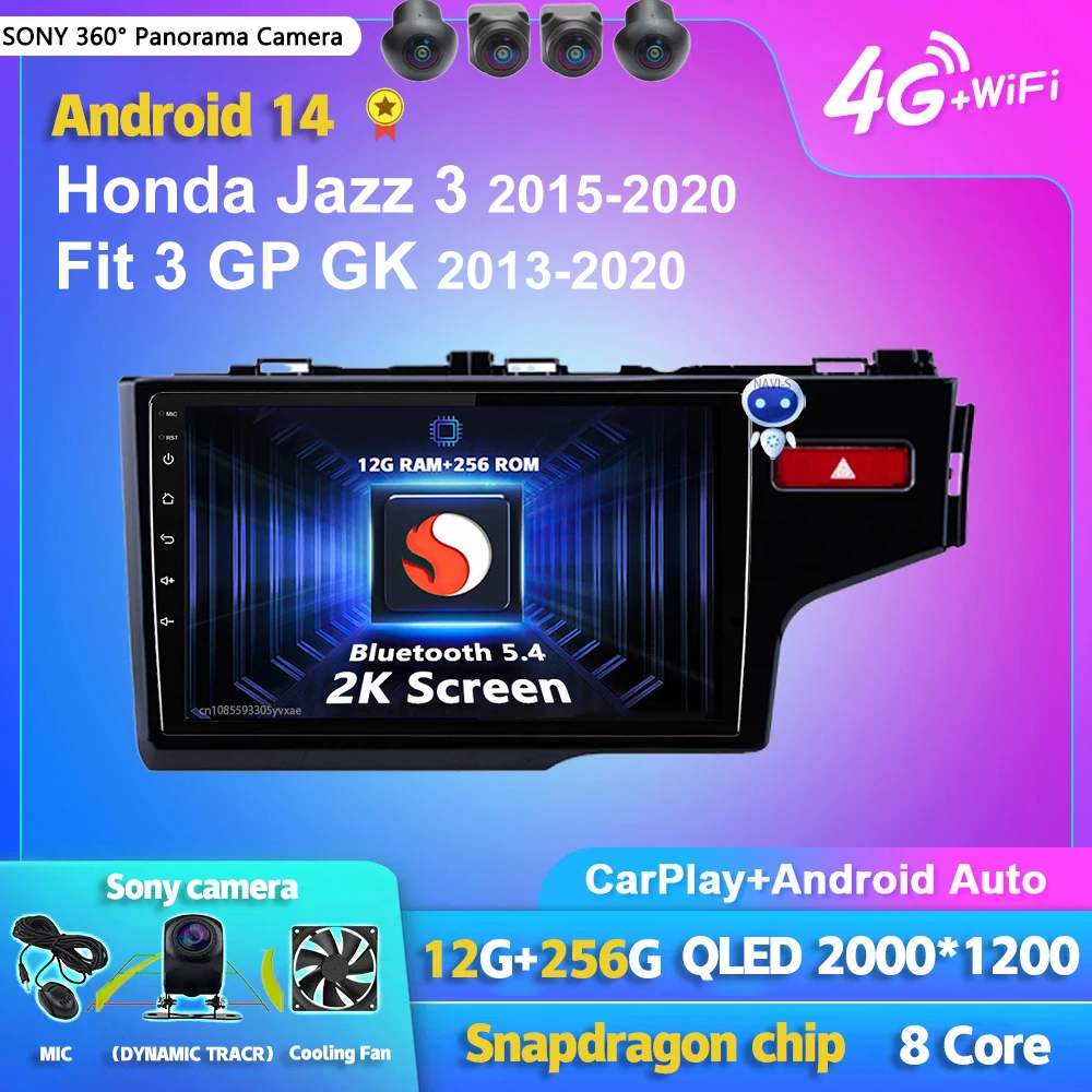 

Android 14 Carplay авто радио мультимедийный плеер для Honda Jazz 3 2015-2020 Fit 3 GP GK 2013-2020 авторадио стерео головное устройство